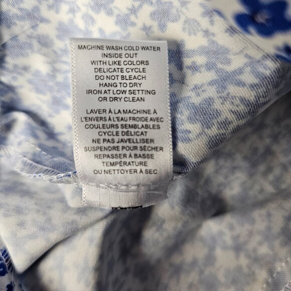 Jules & Leopold Floral Cropped High Waist Blue And White Pull On Capri Pants - Picture 8 of 8